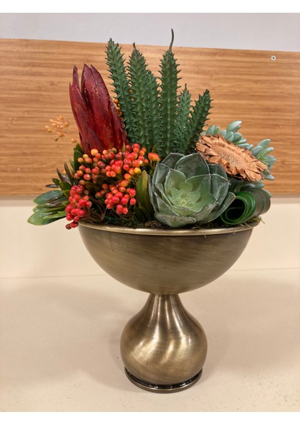 Yapay Skulent Ortaboy Boğumlu Pirinç Antik Eskitme Arajman Saksı indirimleri