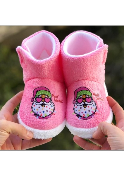 Çocuk Panduf Yeni Yıl Figürlü Cırt Cırtlı Kız Çocuk Noel Panduf