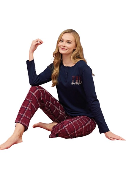 Over Sleep 3253 Kadın Eşli Yılbaşı Pijama Takımı