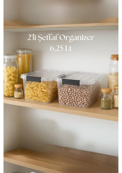 2’li Şeffaf Saklama Kutusu & Düzenleme Kutusu 6,25 Lt