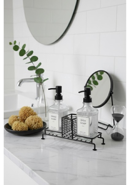 2’li Cam Ayaklı Sıvı Sabunluk Seti Siyah 500 ML-GP0537-3 fiyatları