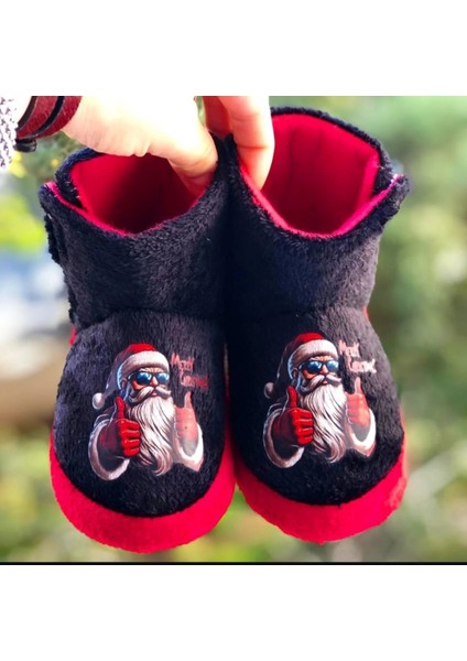 Çocuk Panduf Yeni Yıl Figürlü Cırt Cırtlı Unisex Çocuk Noel Panduf