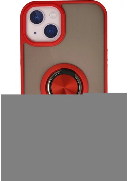 Ieg iPhone 15 Kılıf Montreal Yüzüklü Silikon Kapak - Kırmızı