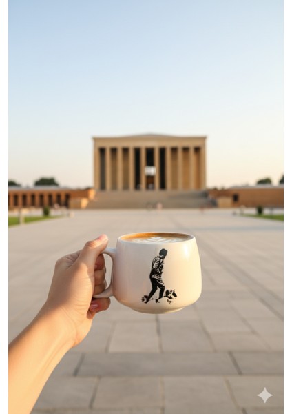 Atatürk Temalı -2 El Yapımı Double Kupa, Seramik Kupa, Mug, Kupa, Handmade