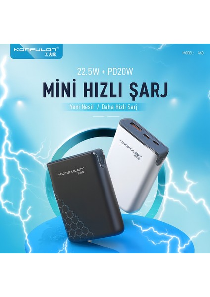 A6Q 10000MAH Powerbank | 22.5W Qc + 20W Pd Hızlı Şarj | Type-C & Micro Girişli Mini Taşınabilir Şarj Cihazı modelleri