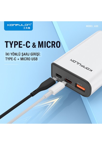 A6Q 10000MAH Powerbank | 22.5W Qc + 20W Pd Hızlı Şarj | Type-C & Micro Girişli Mini Taşınabilir Şarj Cihazı fırsatları