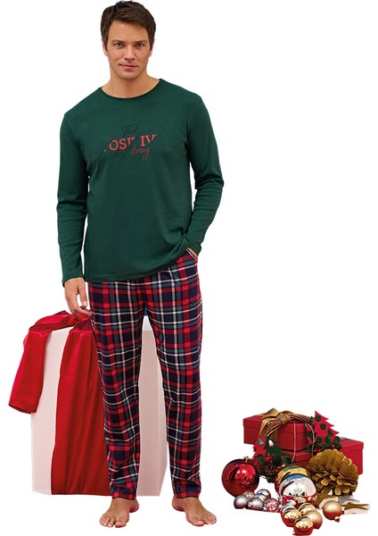 Over Sleep 2253 Erkek Eşli Yılbaşı Pijama Takım