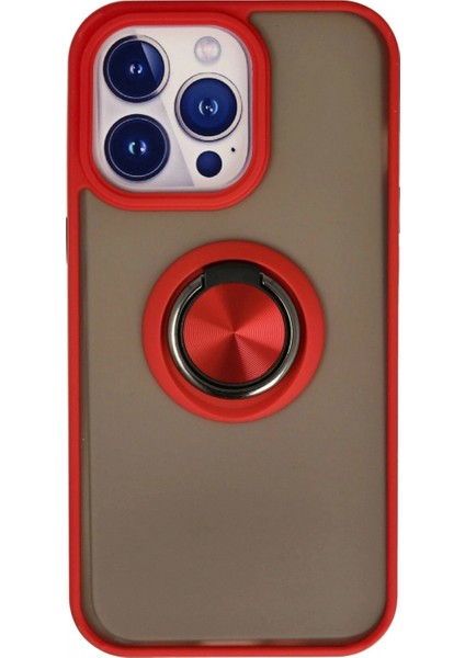 Ieg iPhone 15 Pro Kılıf Montreal Yüzüklü Silikon Kapak - Kırmızı