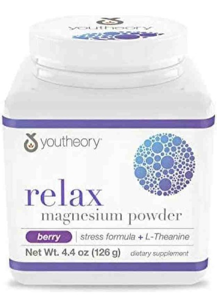 Relax Magnesium Powder-Orijinal Usa Magnezyum Tozu Berry Flavour 126 gr 21 Porsiyon