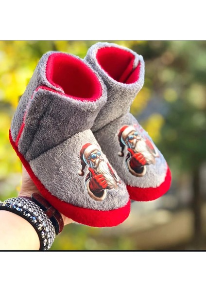 Çocuk Panduf Yeni Yıl Figürlü Cırt Cırtlı Unisex Çocuk Noel Panduf