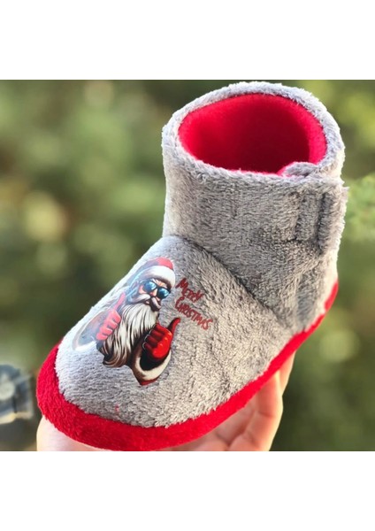 Çocuk Panduf Yeni Yıl Figürlü Cırt Cırtlı Unisex Çocuk Noel Panduf modelleri