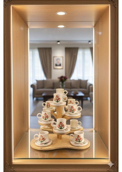 6'lı Takım Tomurcuk Desenli El Yapımı Kazan Seramik Kahve Fincanı, Kahve Fincanı, Hand Made fırsatları