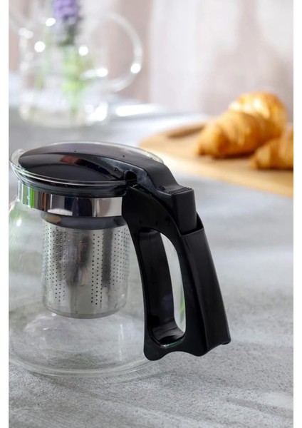 Cam Demlik 900 ml Borosilikat Çaydanlık Siyah Kapaklı modelleri