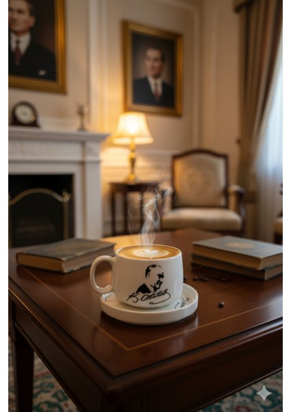 Atatürk Temalı -1 Tabaklı El Yapımı Double Kupa, Seramik Kupa, Mug, Kupa, Handmade fiyatları