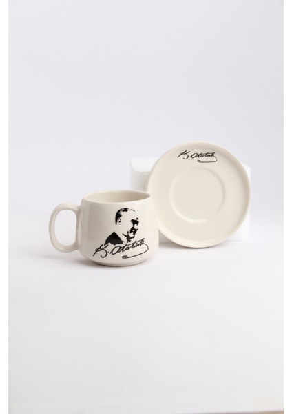 Atatürk Temalı -1 Tabaklı El Yapımı Double Kupa, Seramik Kupa, Mug, Kupa, Handmade modelleri