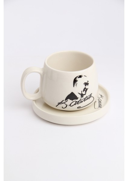 Atatürk Temalı -1 Tabaklı El Yapımı Double Kupa, Seramik Kupa, Mug, Kupa, Handmade fırsatları