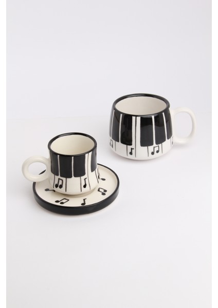 Canım Kendim Serisi Piyano Desenli, El Yapımı Seramik ve Kupa Takımı, Mug, Hand Made fiyatları
