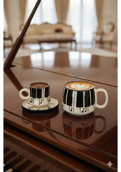 Canım Kendim Serisi Piyano Desenli, El Yapımı Seramik ve Kupa Takımı, Mug, Hand Made modelleri