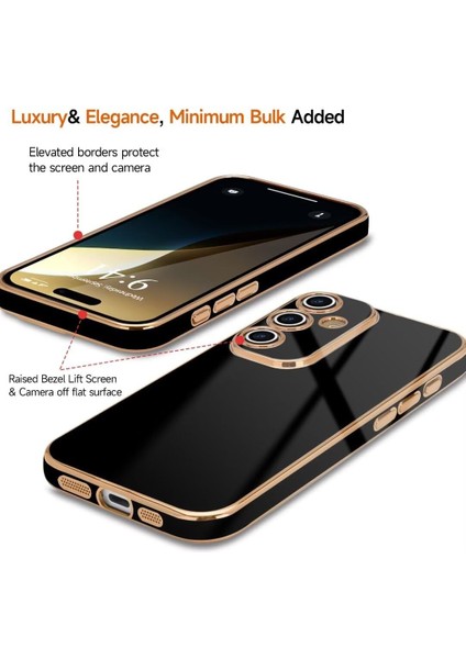 Samsung Galaxy S25 Fe Kılıf Kamera Korumalı Parlak Gold Altın Işlemeli Kenarlı Yumuşak Silikon Kapak modelleri