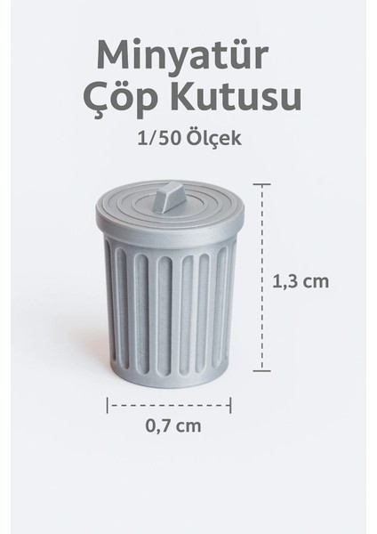 4 Adet Çöp Kutusu - Kovası - 1/50 Ölçekli 1:50 1,5 cm - Figür, Maket, Minyatür