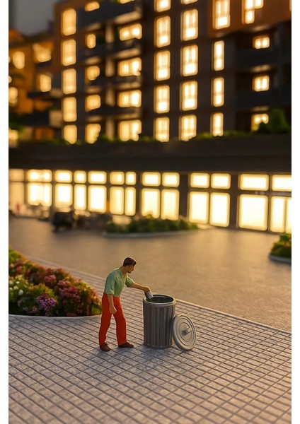 4 Adet Çöp Kutusu - Kovası - 1/50 Ölçekli 1:50 1,5 cm - Figür, Maket, Minyatür fırsatları