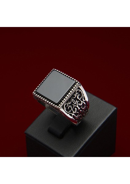 736 Siyah Zirkon Gümüş Yüzük modelleri