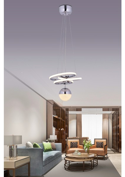 3 Işıklı Kumandalı LED Avize Dimmerli