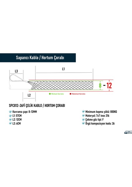 SPC812-26Fİ Çelik Kablo / Hortum Çorabı