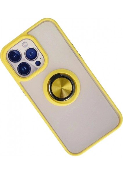Ieg iPhone 15 Pro Kılıf Montreal Yüzüklü Silikon Kapak - Sarı fiyatları