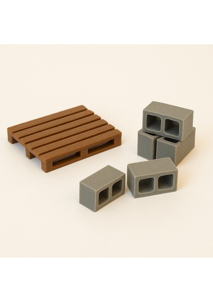 24 Adet Briket - 1 Adet Palet - 1/50 Ölçekli 1:50 - Figür, Maket, Minyatür
