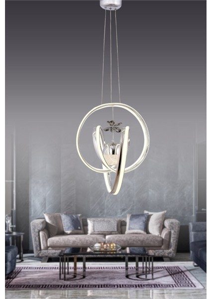 3 Işıklı Kumandalı LED Avize Dimmerli