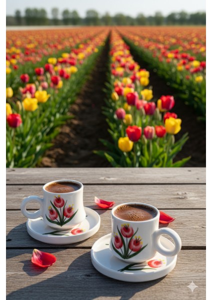 2’li Takım Tomurcuk Desenli El Yapımı Kazan Seramik Kahve Fincanı, Kahve Fincanı, Hand Made