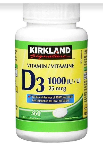 Kirkland Signature D3 1000 Iu, 360 Tablets-Usa