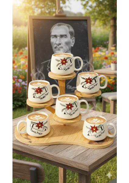 6'lı Öğretmenler Günü Teacher Double El Yapımı Seramik Kupa, Seramik Kupa, Hand Made