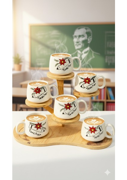 6'lı Öğretmenler Günü Teacher Double El Yapımı Seramik Kupa, Seramik Kupa, Hand Made fiyatları