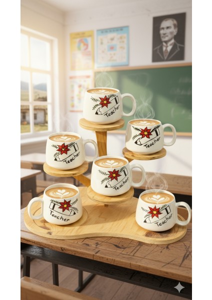 6'lı Öğretmenler Günü Teacher Double El Yapımı Seramik Kupa, Seramik Kupa, Hand Made modelleri