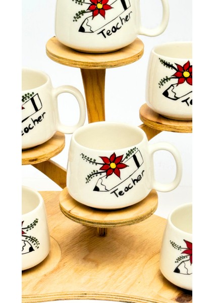 6'lı Öğretmenler Günü Teacher Double El Yapımı Seramik Kupa, Seramik Kupa, Hand Made fırsatları