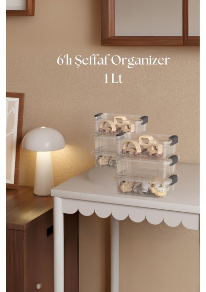 6’lı Şeffaf Saklama Kutusu & Düzenleme Kutusu 1 Lt