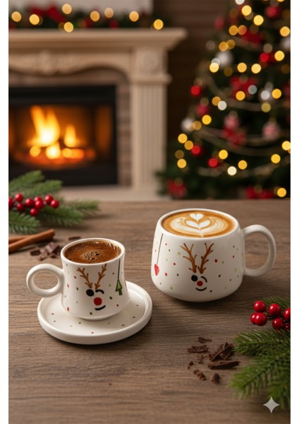 Canım Kendim Serisi Geyik Desenli, El Yapımı Seramik ve Kupa Takımı, Mug, Hand Made modelleri