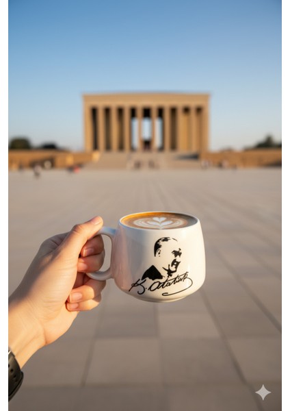 Atatürk Temalı -1 El Yapımı Double Kupa, Seramik Kupa, Mug, Kupa, Handmade