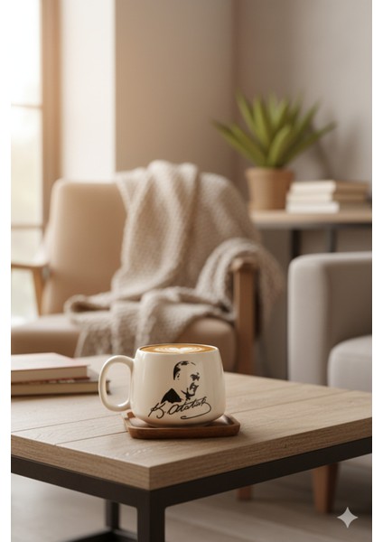 Atatürk Temalı -1 El Yapımı Double Kupa, Seramik Kupa, Mug, Kupa, Handmade modelleri