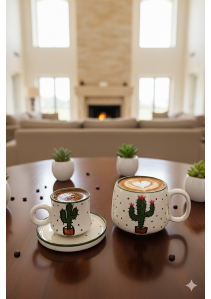 Canım Kendim Serisi Kaktüs Desenli, El Yapımı Seramik ve Kupa Takımı, Mug, Hand Made fiyatları