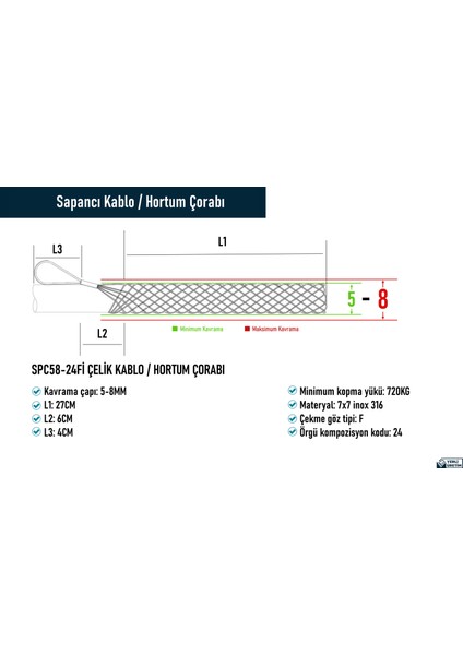 SPC58-24Fİ Çelik Kablo / Hortum Çorabı