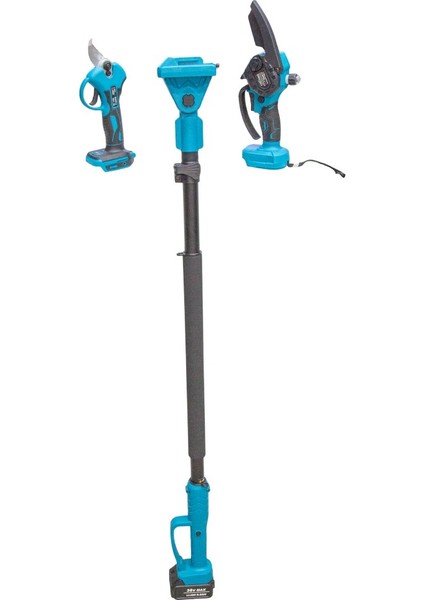 2 Li Teleskopik Şarjlı Budama Seti Testere+ Makas