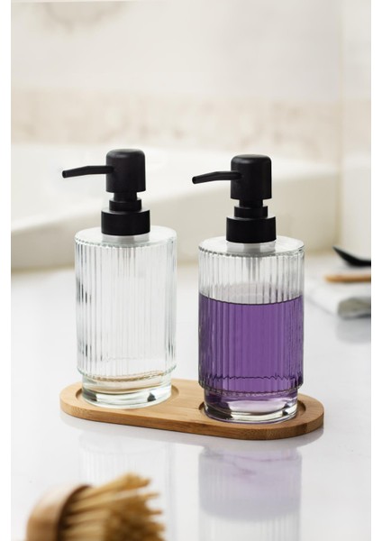 2 Li Bambu Altlıklı Sıvı Sabunluk Seti fırsatları