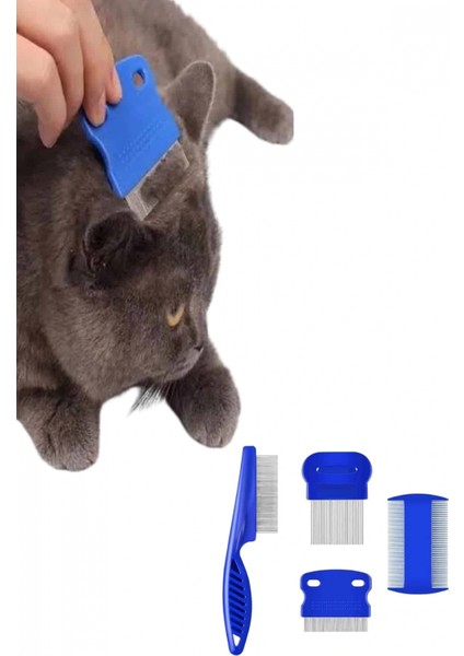 Ieg 4'lü Bit Pire Tarağı Set Kedi Köpek Evcil Hayvan Tüy Toplayıcı Mavi indirimleri