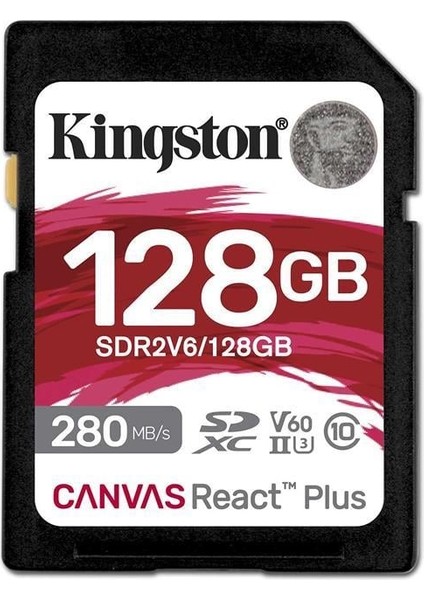 Kingston SDR2V6-128GB Canvas React Plus Sdxc Uhs-Iı 280R-100W U3 V60 For Full Hd-4k Sd Hafıza Kartı