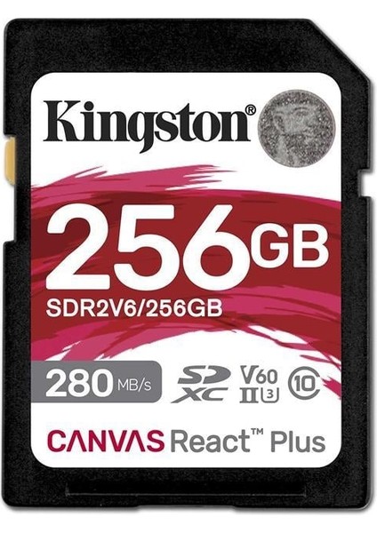 Kingston SDR2V6-256GB Canvas React Plus Sdxc Uhs-Iı 280R-150W U3 V60 For Full Hd-4k Sd Hafıza Kartı