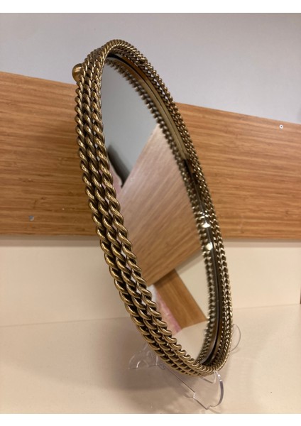 Tepsi Dekoratif Döküm Pirinç Antik Eskitme Yuvarlak Ayaklı Aynalı Burgu Model Çapı 38 cm fırsatları