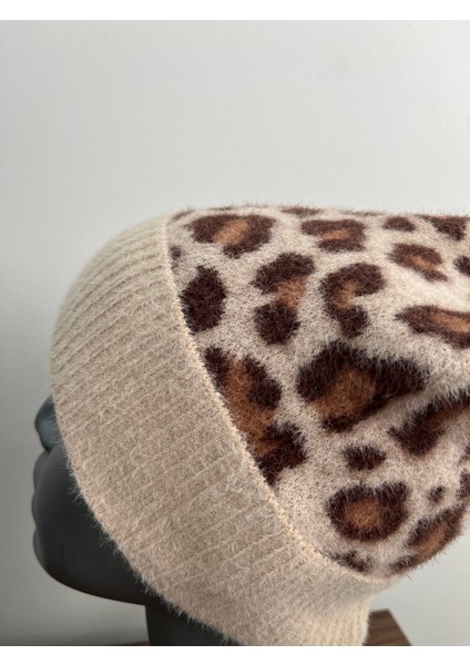 Kadın Yumuşacık Leopar Desenli Akrilik Kumaş Saçaklı Tüylü Bere – Sıcak Tutucu Kışlık Şapka fırsatları